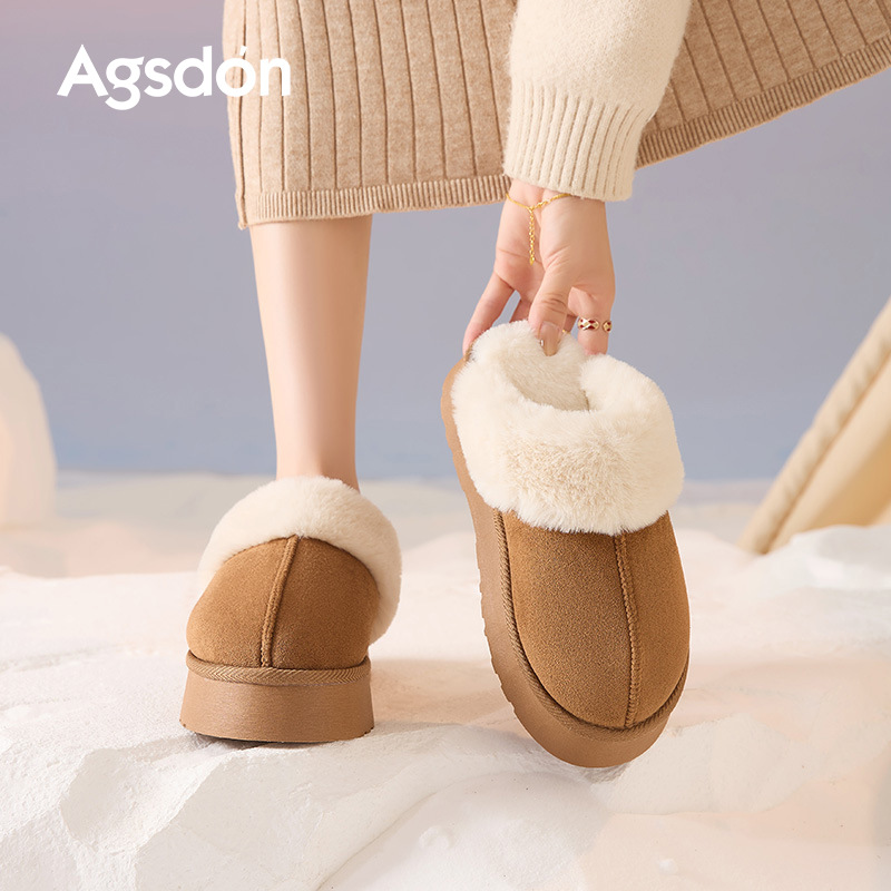 Antiguo Lion Dengjia zapatillas de terciopelo para mujeres 2025 nuevo invierno grueso Boken un pedazo de zapatilla de lana de nieve gruesa