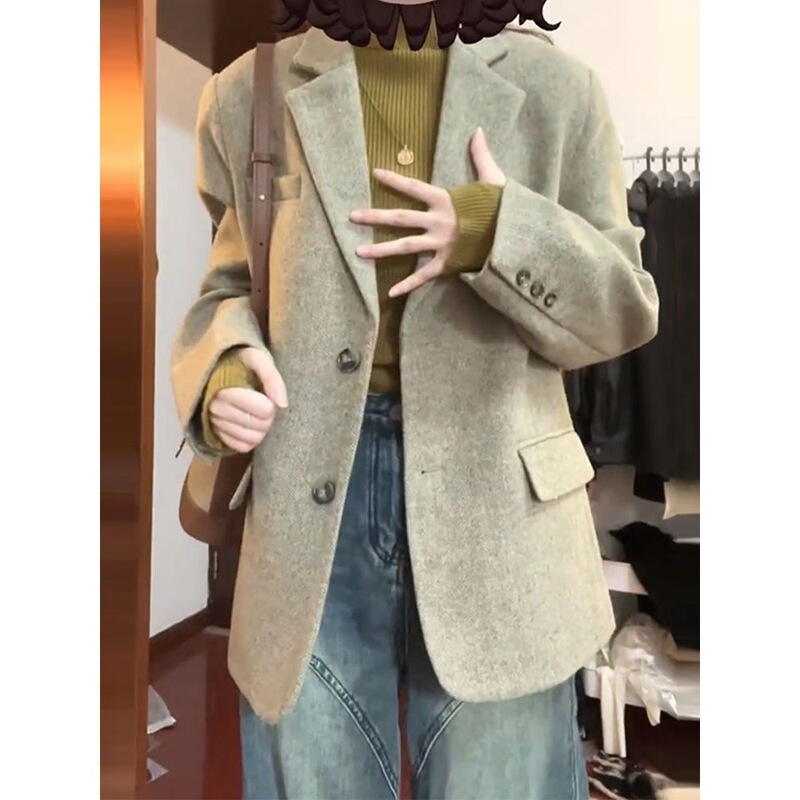 Quilted Thickened Wool Coat for Women, New Autumn and Winter Woolen Jacket with a High-End Feel, Petite Korean-Style Short Suit