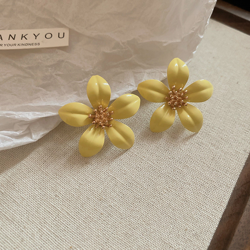 1 Par Dulce Flor Esmalte Aleación Hierro Pendientes display picture 28