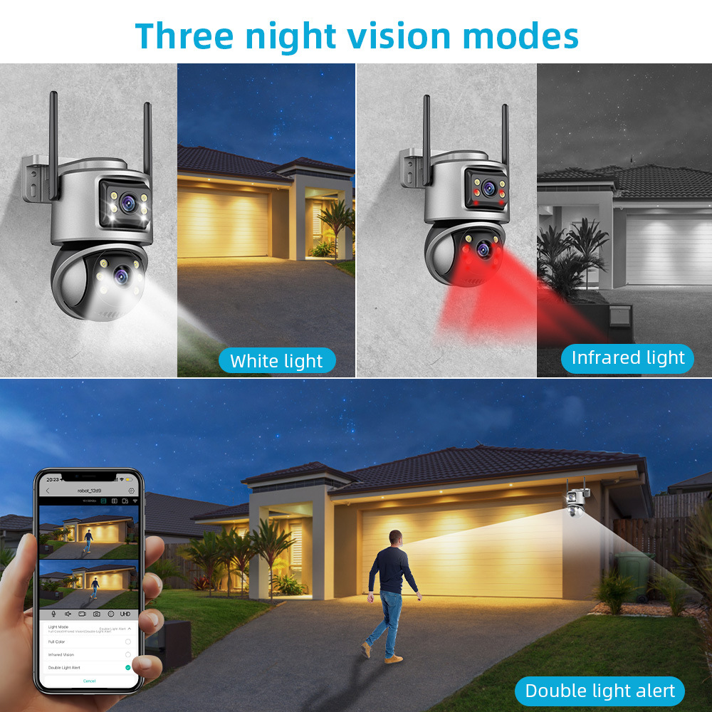 WIFI dual-lens dual-screen surveillance camera icsee gun and ball integrated high-definition outdoor surveillance Dual lens undefined