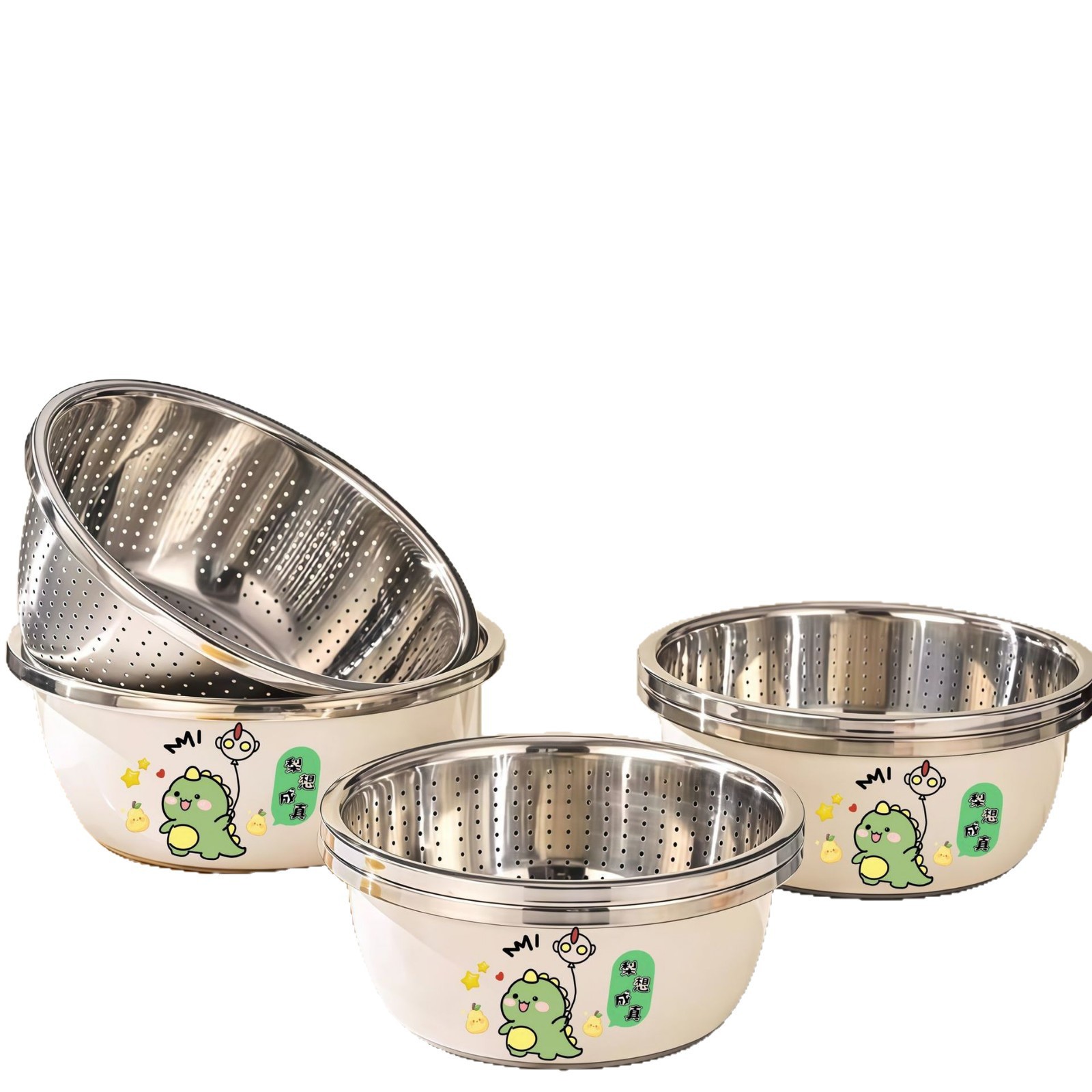 Cesta de drenaje de acero inoxidable lavabo de verduras cocina casera lavabo de frutas lavabo de verduras lavabo de arroz lavabo de tamiz espesado y lavabo