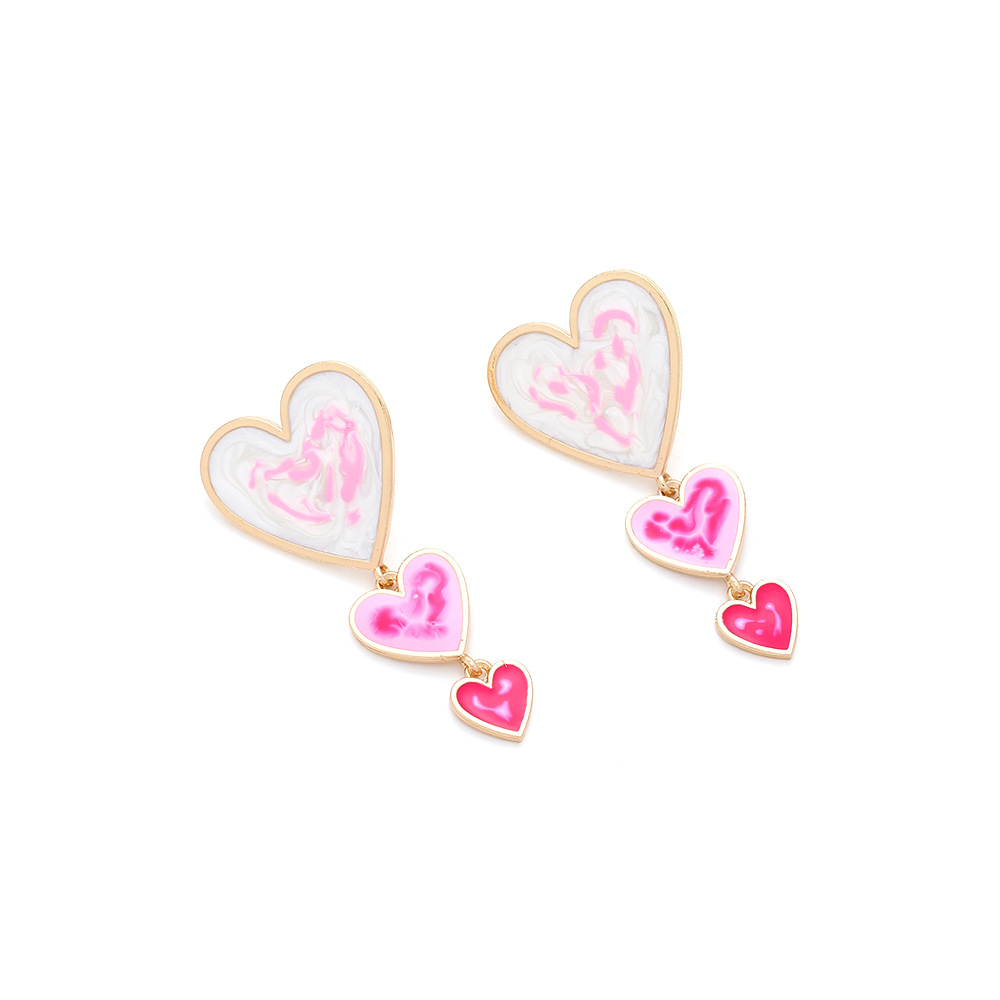 Holiday, Daily Occasion 1 Pair IG Style Sweet Heart Shape Enamel Zinc Alloy Drop Earrings