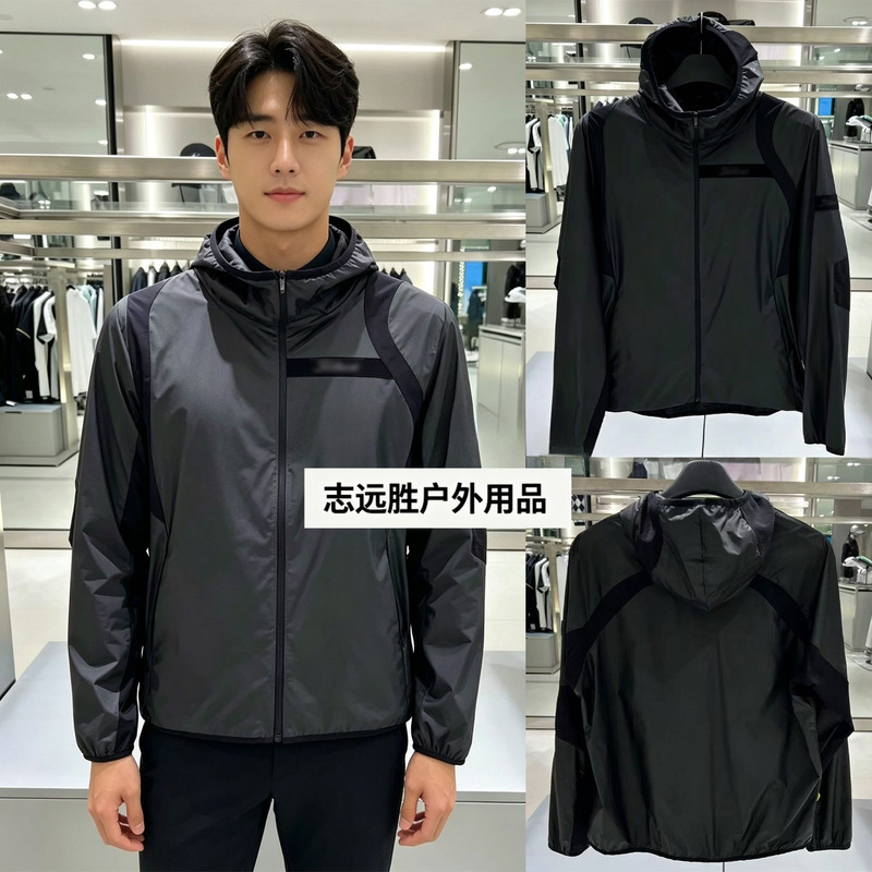 Korean Original Golf Men's New Hooded Windbreaker Jacket, Fashionable and Versatile Casual Sports Top, Black Korean Original Golf Men's New Hooded Windbreaker Jacket, Fashionable and Versatile Casual Sports Top, Black