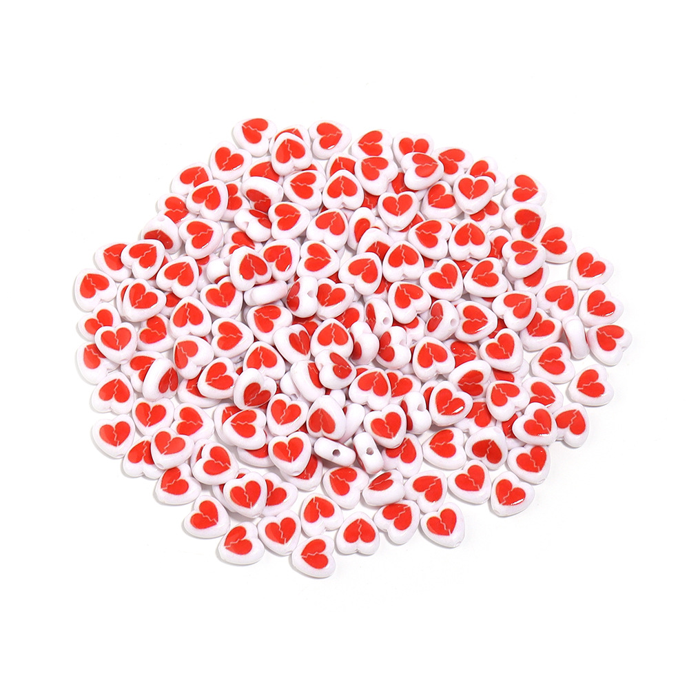 100 PCS/Package 8mm Hole 1~1.9mm Arylic Heart Shape Beads display picture 3