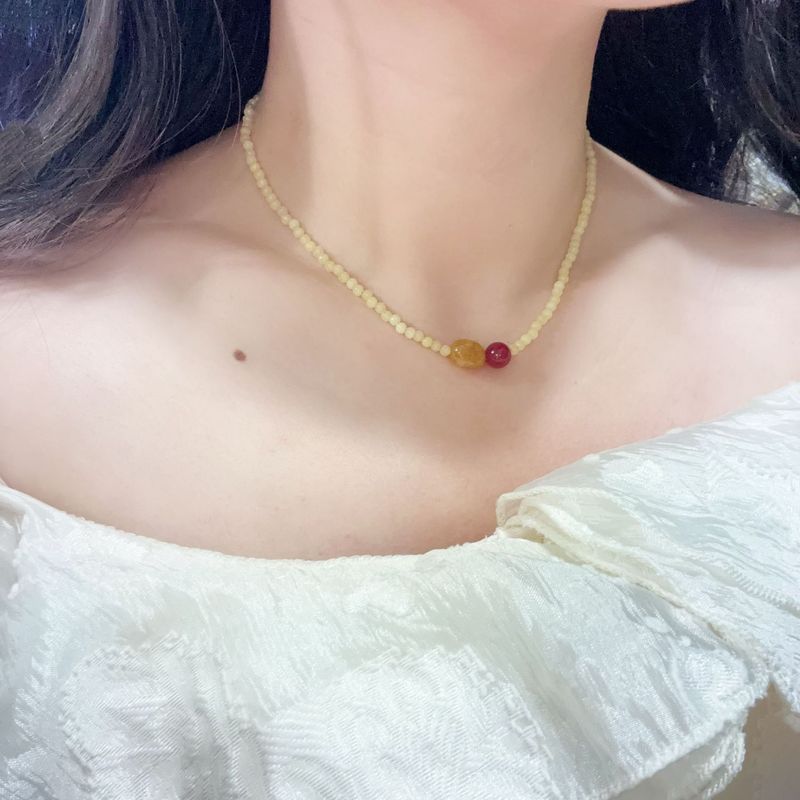 天然紫水晶串珠项链小众清新设计感夏日多巴胺度假风项链锁骨链|undefined