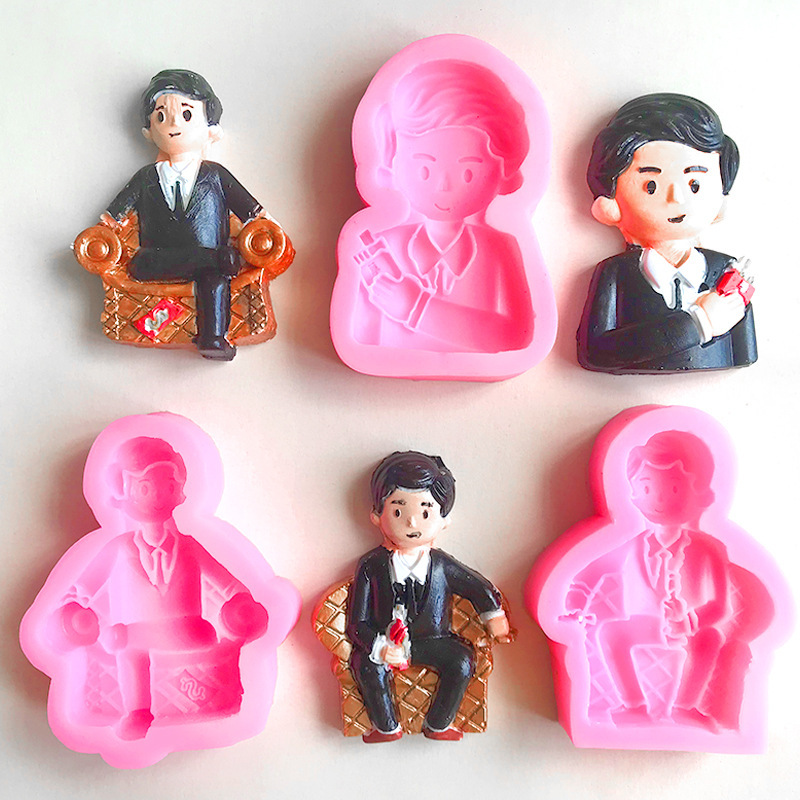 Traje de corbata de barba del día del padre Caja de cigarrillos china Zoi buen molde de silicona