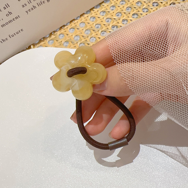 韓国の甘いゼリーカラーの花のヘアロープ、女性用、新鮮でシンプルな気質のアクリルヘアリング、高弾性と耐久性のあるゴムバンド|undefined