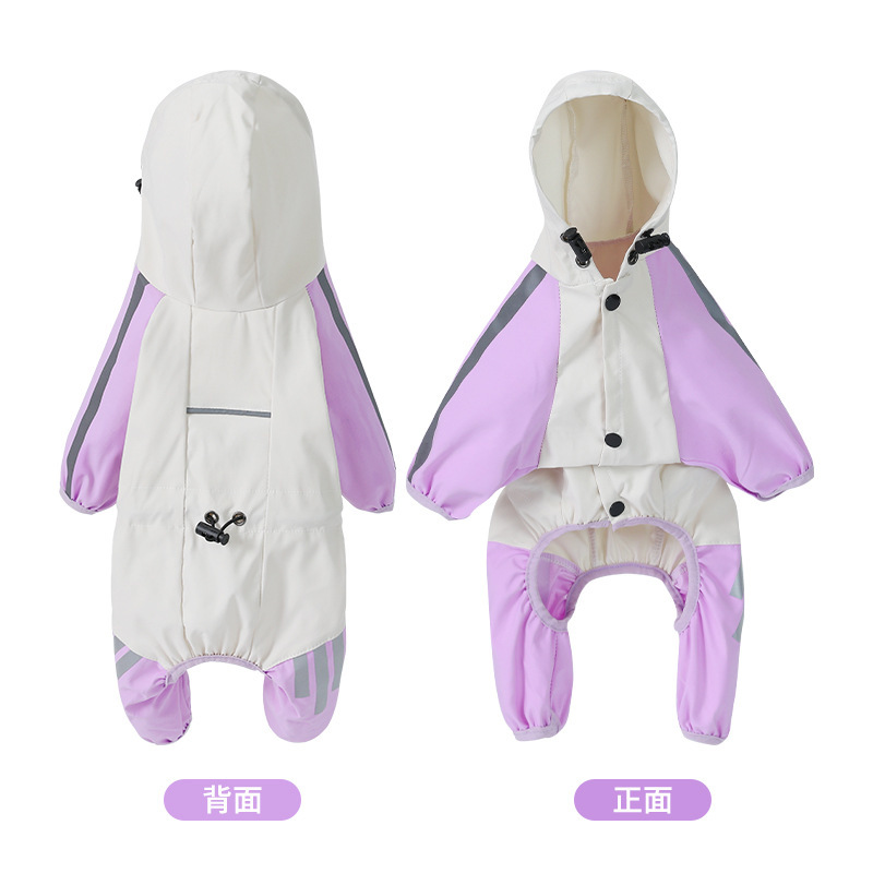 Impermeable de cuatro patas para cachorros con tracción, impermeable, todo incluido, perro pequeño con patas, bichon, peluche, ropa de día lluvioso para mascotas