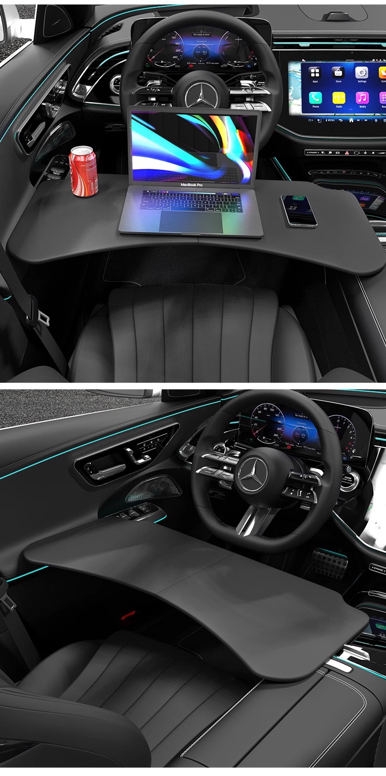 23-25 Models of Mercedes-Benz Universal Car Table, 5 Series Car Desk, Foldable and Portable for Car Use