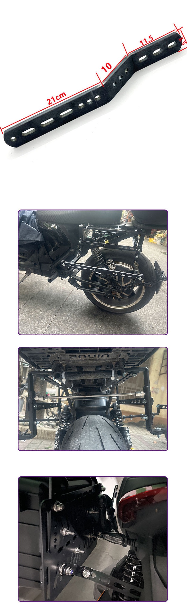 Motorcycle Side Box Accessories Kit Adapter Bracket Saddlebag Side Bag Hanger Modification Link Bent Fastening Carbon Steel Frame