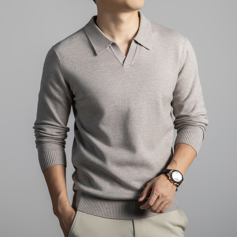 Old Money Style Seagull Collar Sweater Men's 2025 Autumn New Business Commuting Casual Loose Bottoming Men's Sweater Old Money Style Seagull Collar Sweater Men's 2025 Autumn New Business Commuting Casual Loose Bottoming Men's Sweater