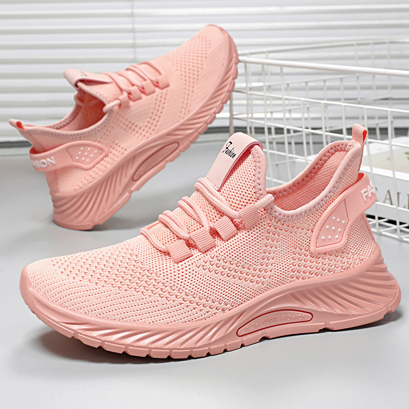 Zapatos mujer verano nuevo estilo volador tejido casual zapatos al por mayor temu estilo explosivo cómodo y transpirable calzado deportivo para mujer