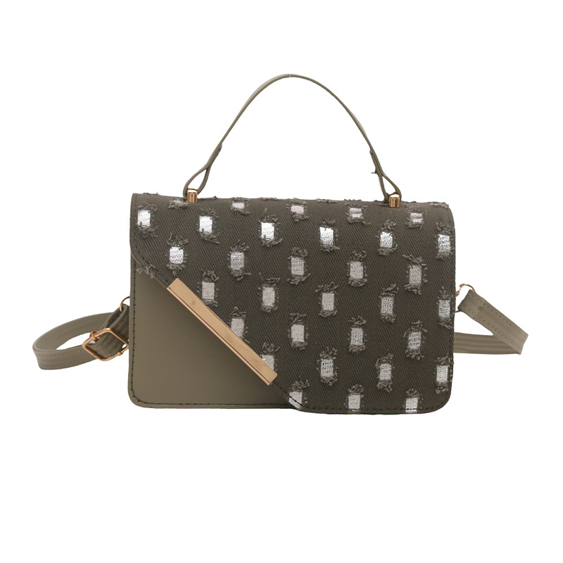 Bolsos transfronterizos para mujer 2024 nuevo denim de moda de moda casual colorida cadena de todo fósforo bandolera pequeño bolso cuadrado