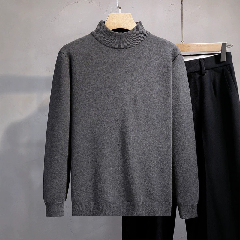 Cross-Border Wholesale Autumn and Winter New Men's Half-Turtleneck Pullover Knitwear, Large Size Men's Long-Sleeved Business Wear Cross-Border Wholesale Autumn and Winter New Men's Half-Turtleneck Pullover Knitwear, Large Size Men's Long-Sleeved Business Wear