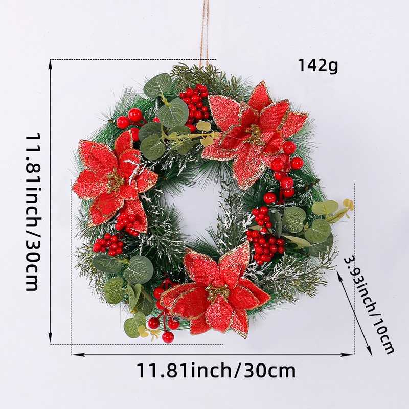 恒冲クリスマスシミュレーション松果花輪門掛クリスマス枯枝藤輪祝日松針花輪装飾用品|undefined