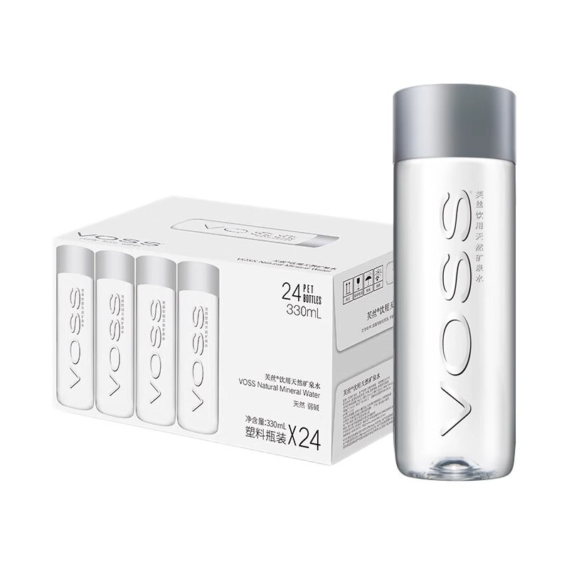 VOSS芙糸ミネラルウォーター天然弱アルカリ性飲料水招待水330ml * 24本ペットボトル全箱卸売り