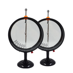 The pointer-type electrostatic voltmeter is used in electrostatic experiments to measure the potential difference between two charged bodies. Teaching aid.