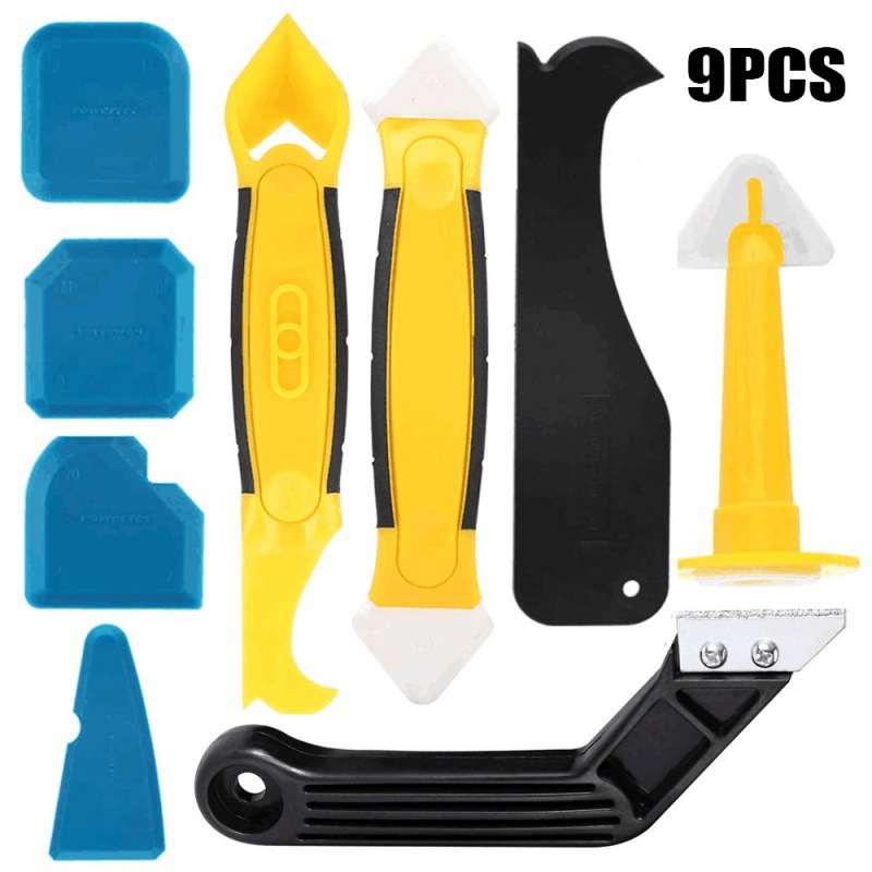 填缝美缝工具9件套密封胶填充喷嘴灌浆刮板斜角刮耙工具