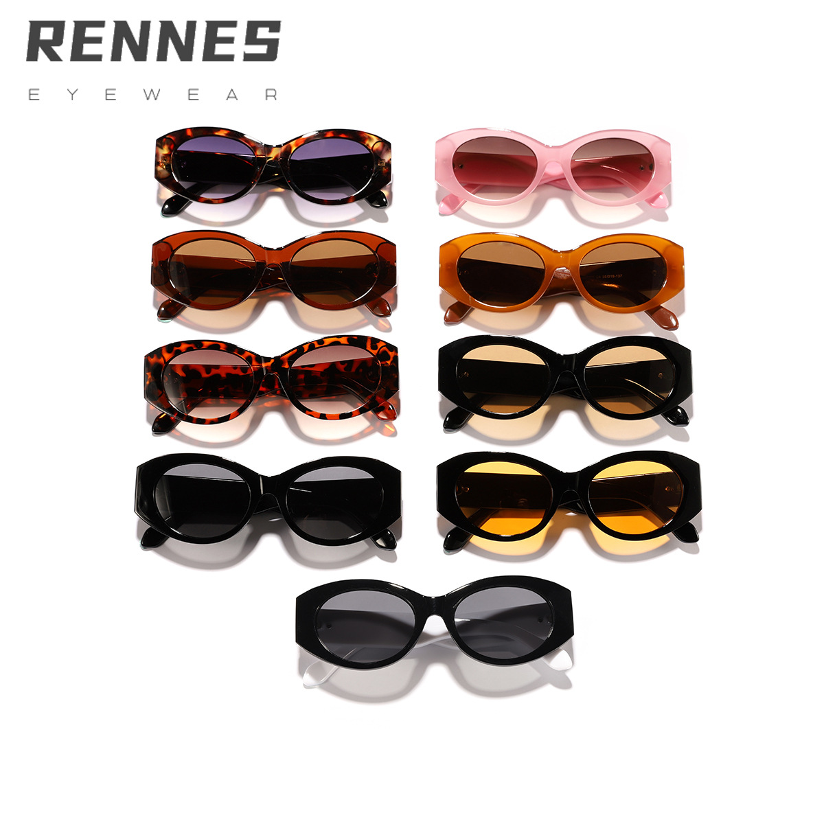 Gafas de sol de moda europeas y americanas, marco ovalado retro, accesorios de gemas, gafas de sol de pasarela de lujo ligero de alta gama para mujer
