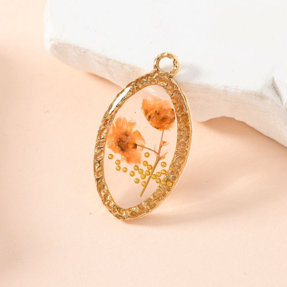 Colgante único suministro transfronterizo transparente colgante de flores inmortales accesorios joyería diy flores secas colgante colgante al por mayor