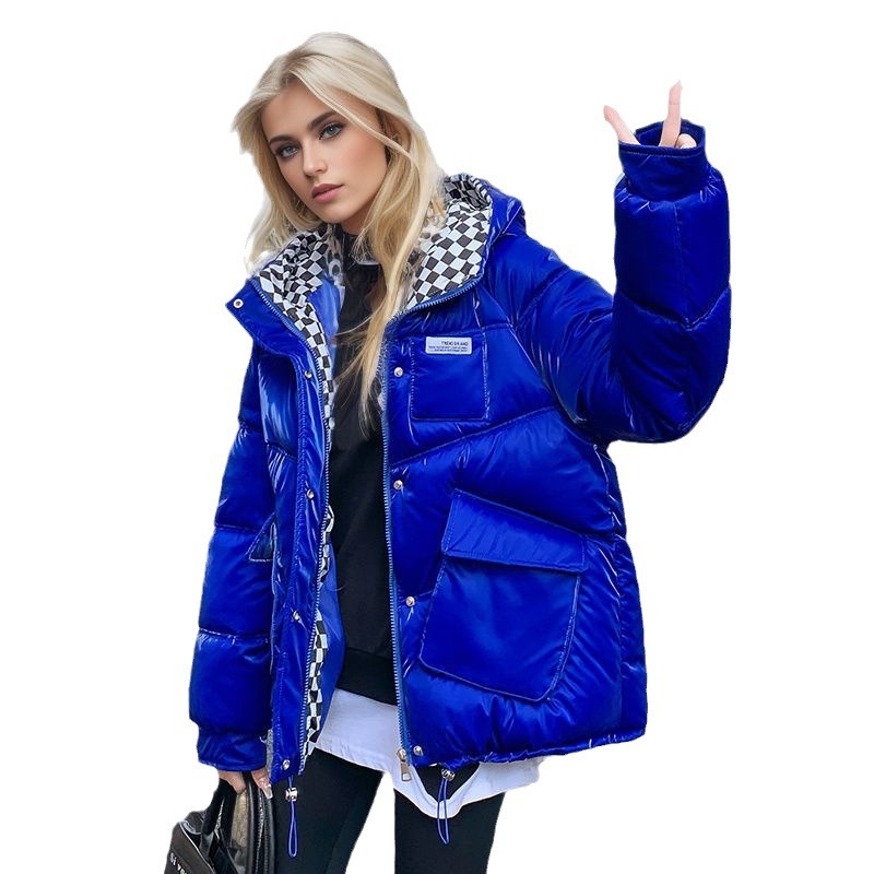 Women's Clothing of the checkerboard hooded winter short small cotton padded jacket cotton padded jacket_voghion.com
