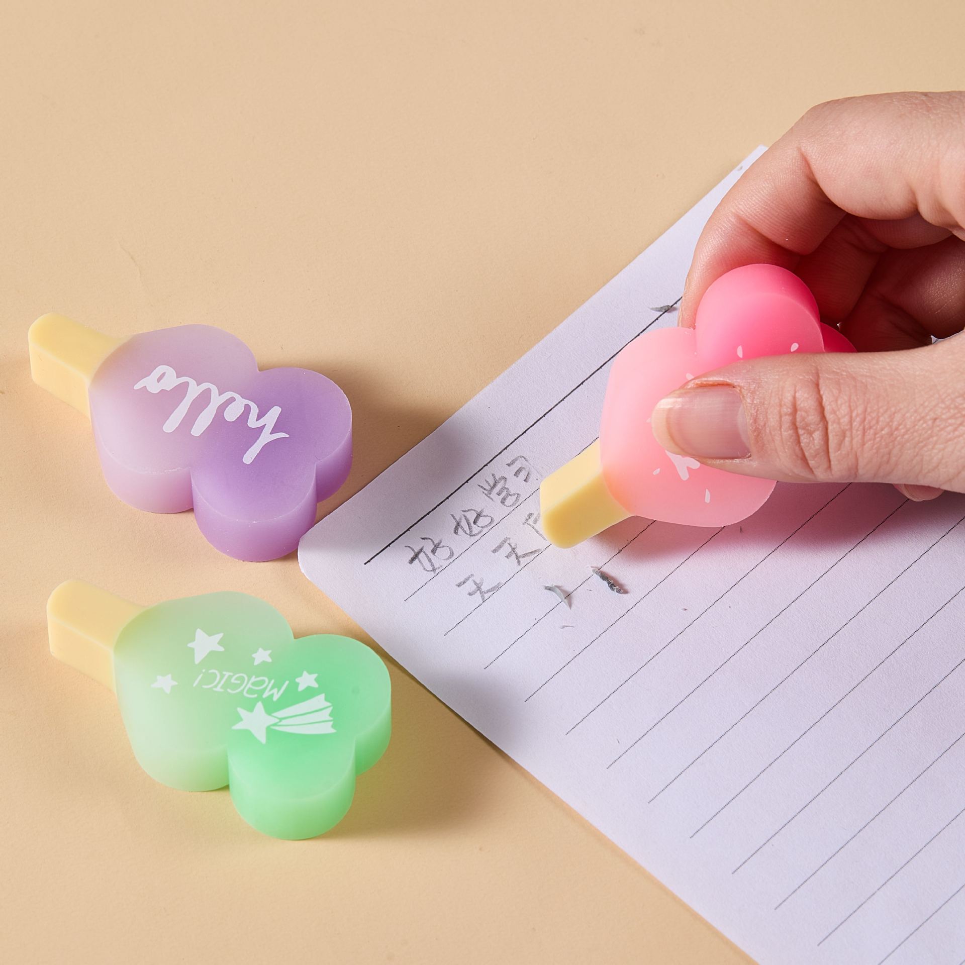 Borrador de amor de PVC ECO, menos migajas, dibujo de examen limpio, borrador de dibujo de arte para niños, color caramelo