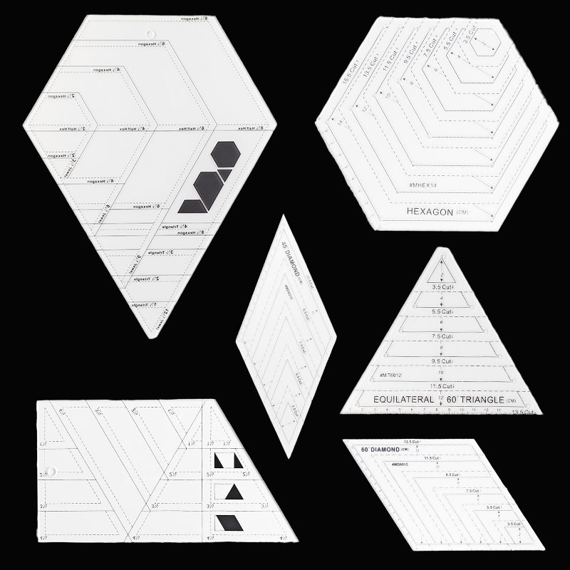 厂家直销 压线模板手工布艺DIY缝份尺平行线三角菱形尺 六边形尺