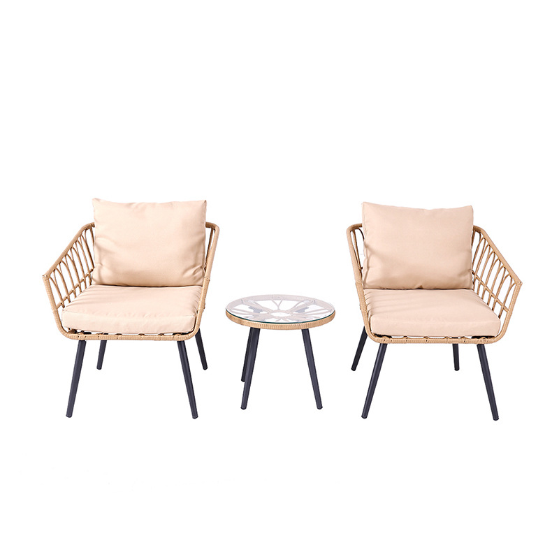 Fabricante directo de sofá de caña al aire libre combinación de patio de casa sofá de ocio mesa de té de aluminio moderno muebles simples