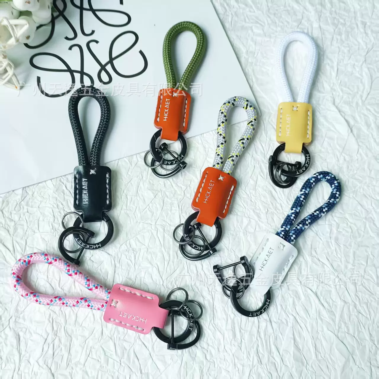 厂家批发新款手工编织绳汽车钥匙扣情侣钥匙绳包包挂件配饰马蹄扣