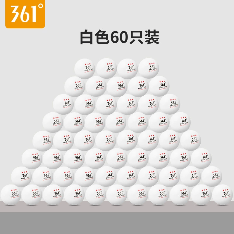 Table tennis ball (361°) 3‑star competition, 40+ mm, pack 30/50/60, white or yellow