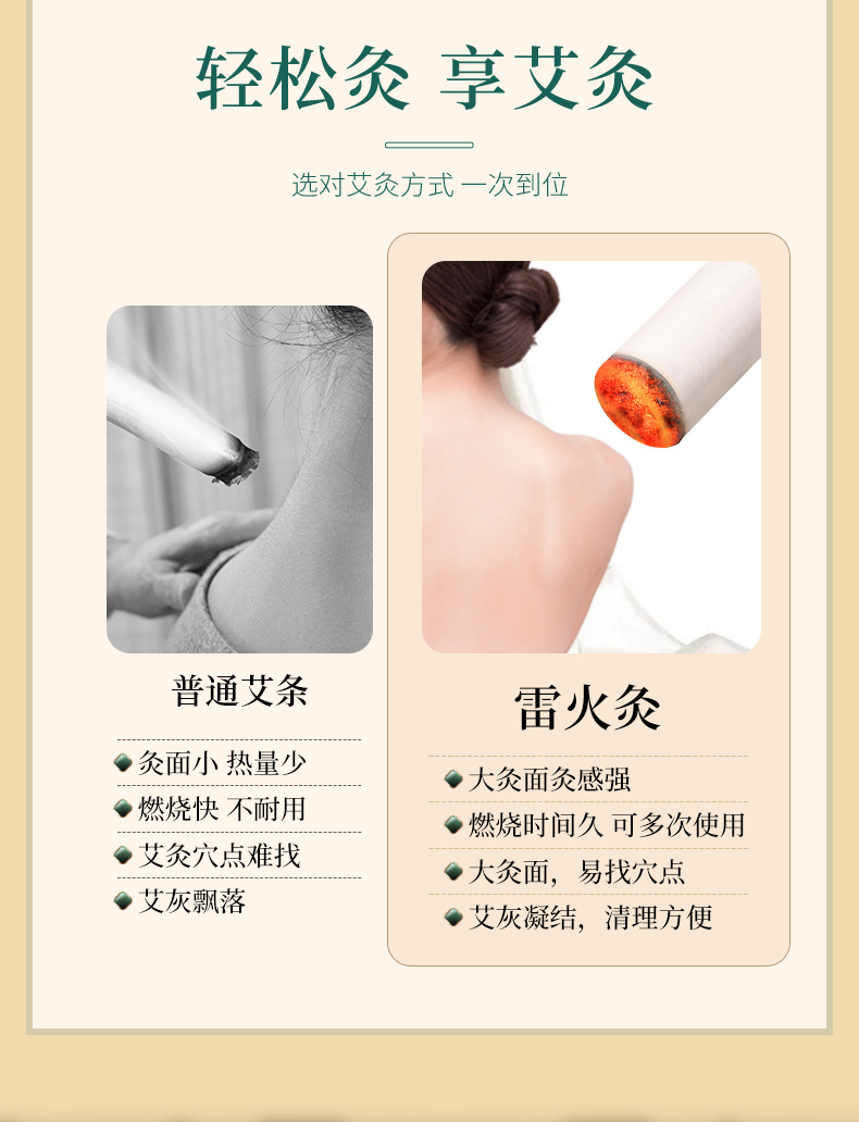 Thunder Fire Moxa Cannon Stick Large Moxibustion Roll with Extinguisher Tube for Warming Massage key features