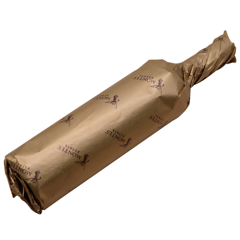 Impresión personalizada papel de copia de oro y plata versión completa oro multicolor patrón de logotipo papel de regalo papel de embalaje de vino tinto