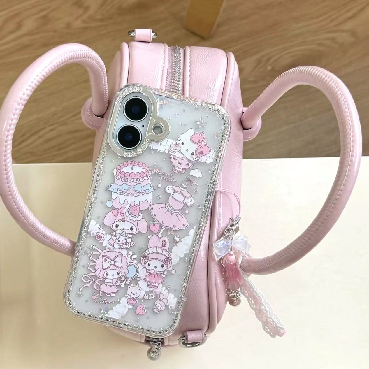 Girl ins completo diamante lindo dibujos animados para iphone16ProMax colgante 15/14 funda para teléfono móvil Apple 13 nuevo