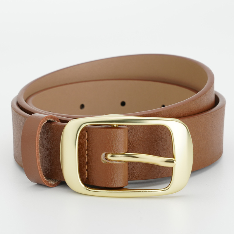 Curea din piele pentru femei, cu cataramă cu ac, nouă, vânzare fierbinte, 2024, fără strat intermediar, versatilă, curea cu cataramă japoneză, populară, din piele de vacă pură, pentru femei_voghion.com