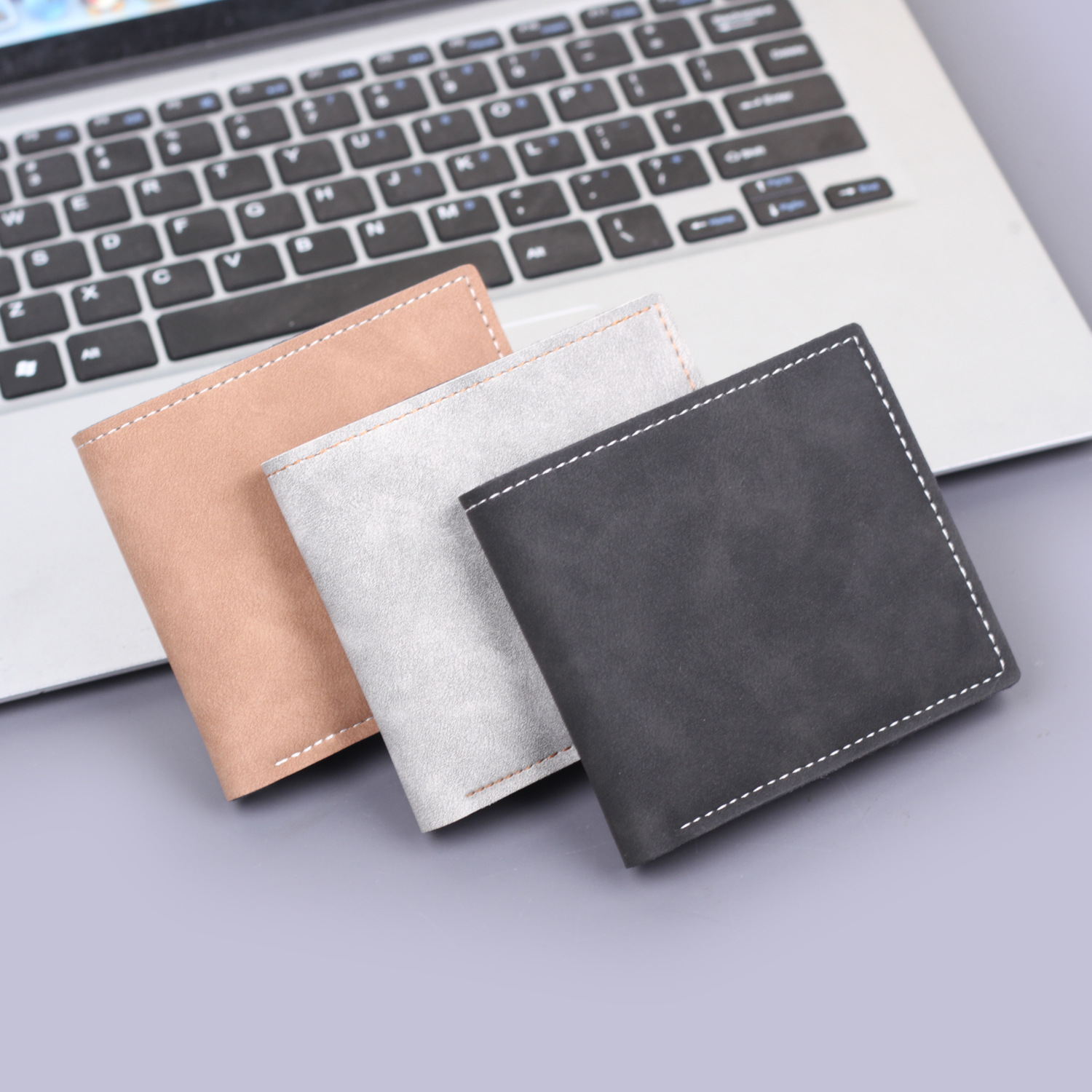 Cartera corta para hombre Cartera para hombre Dos pliegues Wallet Men Bolso en dólares Cartera plegable para hombre Piel suave para estudiantes