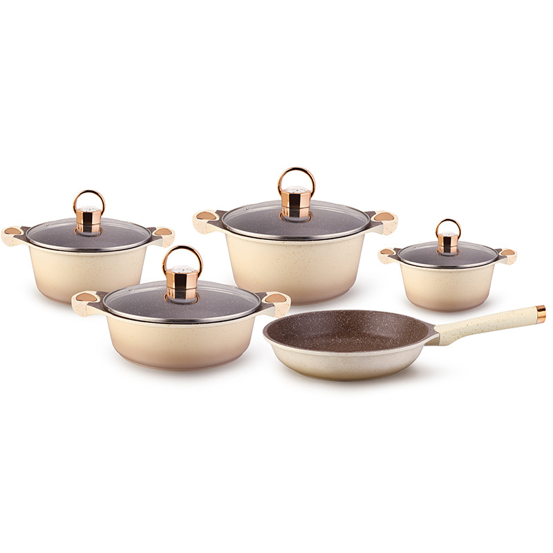 9 piezas de cocina antiadherente set de cocina set de granito fondo de mármol