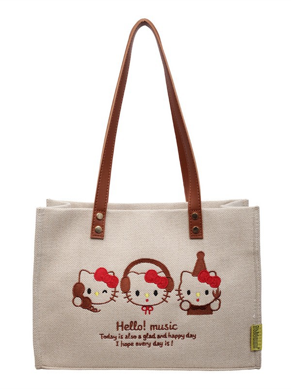 Bolso de lona de gran capacidad para mujeres 2026 nuevo estilo coreano bordado bolso de hombro brazaleta simple bolso de mano image 6