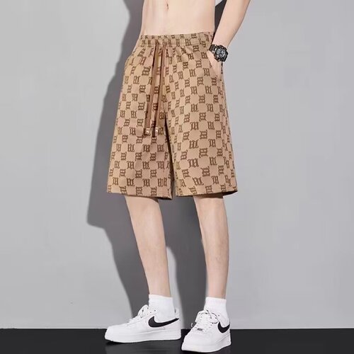 Summer Men's Ice Silk Floral Shorts 2024 New Korean Style Trendy Beach Pants Loose Matchable Casual Thin Five-Pocket Shorts