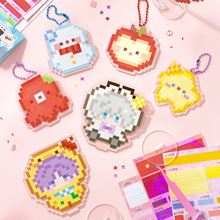 创意亚克力拼豆贴纸像素风卡通可爱手工diy钥匙扣挂件贴纸拼豆