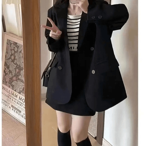 Suit, khaki jacket, Korean style, for teenagers, plus size