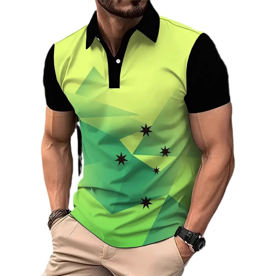 Comercio electrónico transfronterizo comercio exterior nuevos productos tops para hombres gráficos geométricos impresión 3D casual solapa camisa POLO MB13
