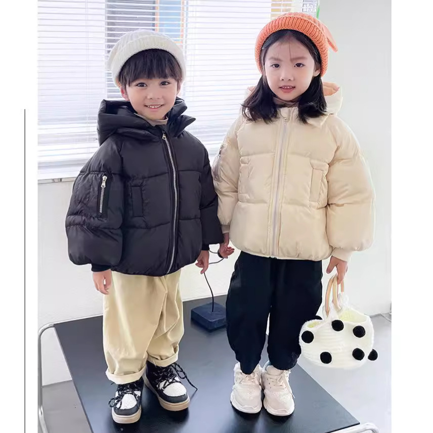 Ropa de algodón para niños, chaqueta de moda para niños, chaqueta de algodón caliente para niños con sombrero de otoño y invierno