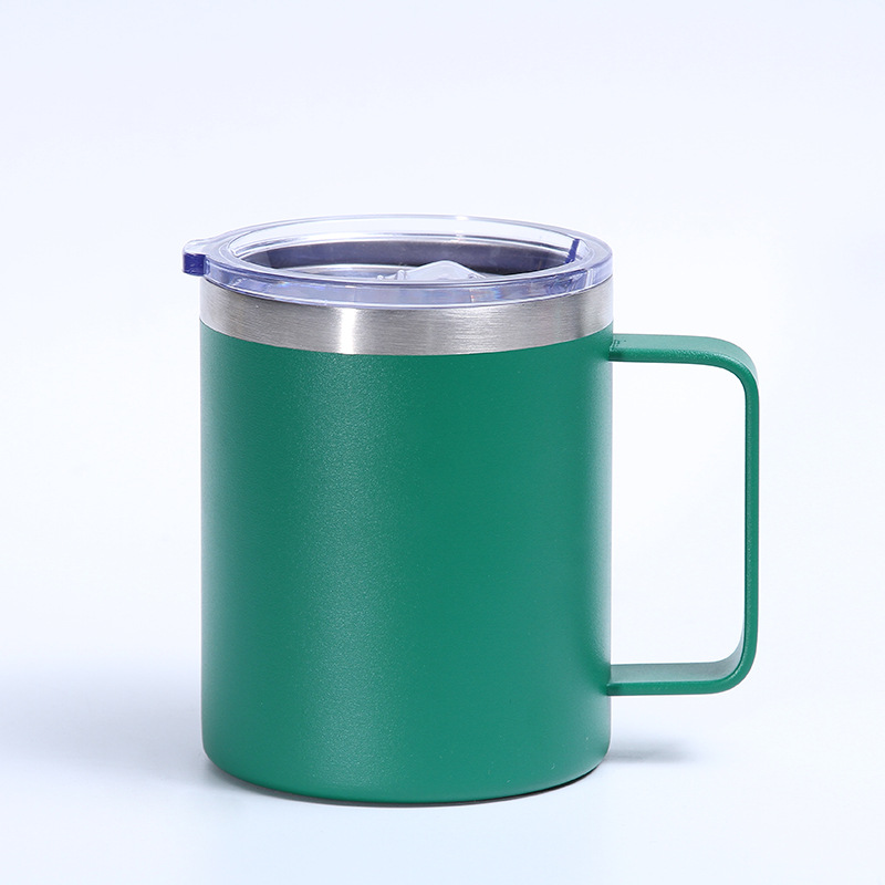 Nueva taza creativa de acero inoxidable de 12oz taza de café de doble capa con mango de oficina de negocios del hogar taza de vacío