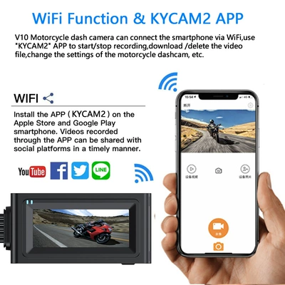 Motorcycle driving recorder 1080 touch 3.16 inch WiFi