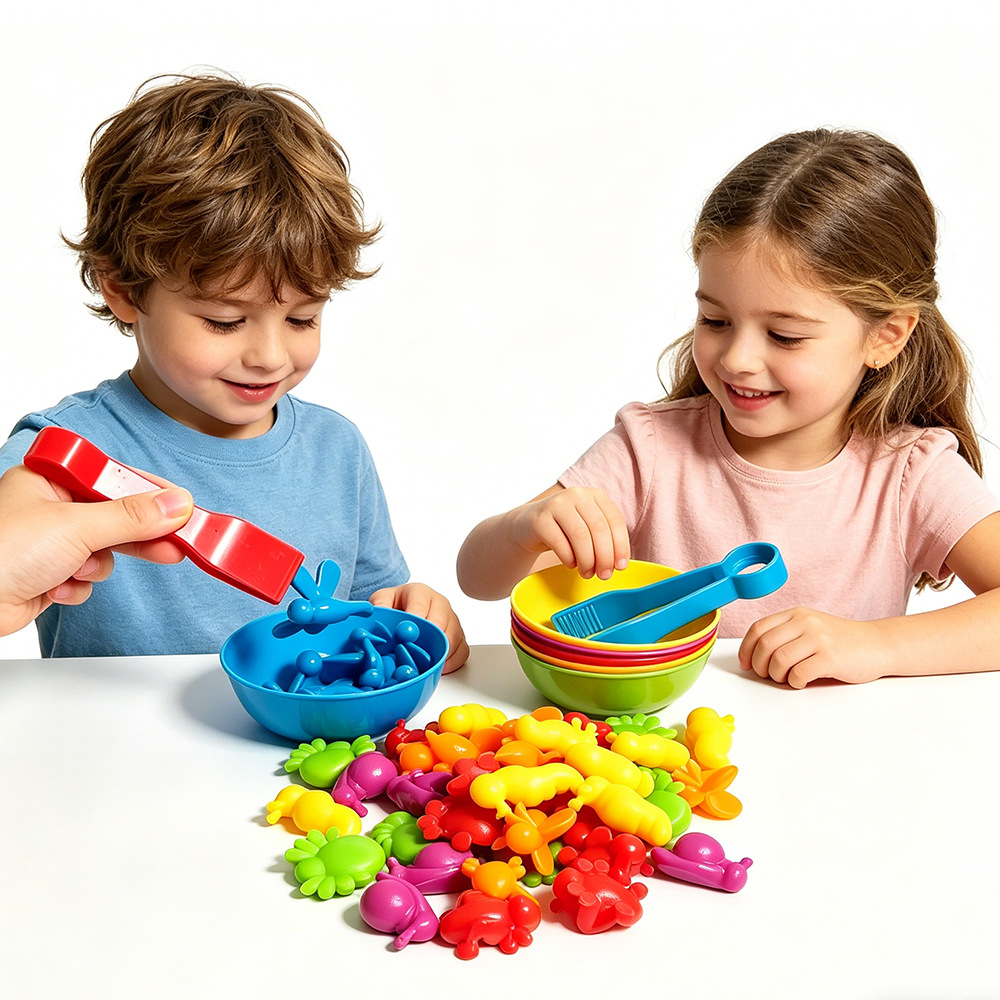 Children's Wild Animal Cross-Border Sorting Toys, Rainbow Counting and Classification Montessori Teaching Aids, Color Recognition Teaching Aids Wholesale