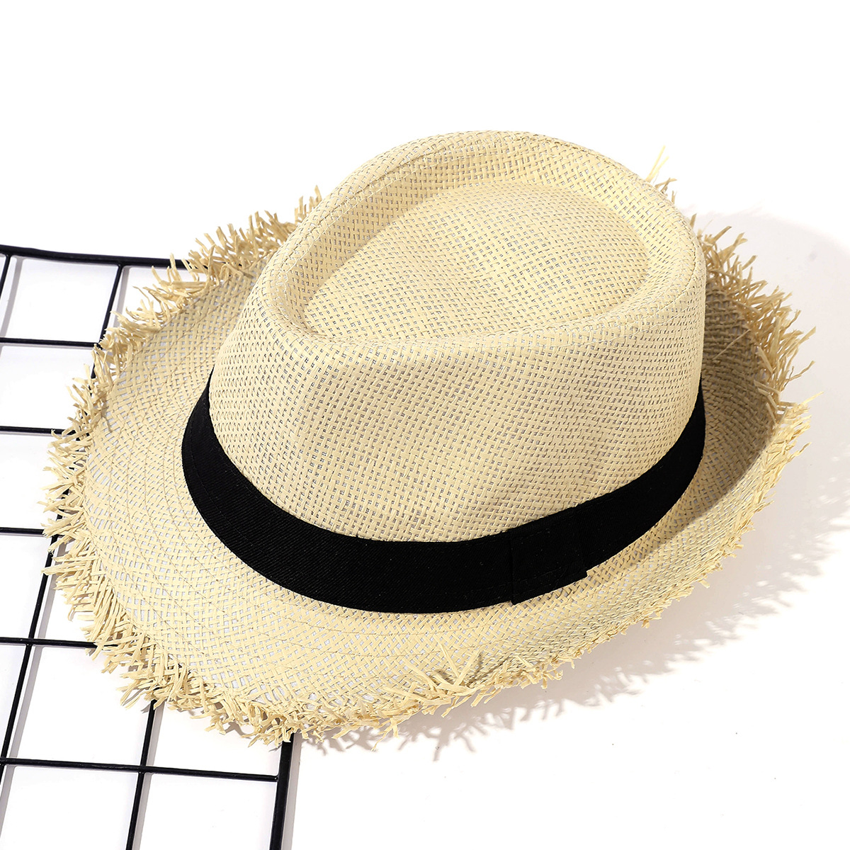 Estilo coreano transpirable sombrero superior color sólido protección solar playa sombrero viaje al aire libre Jazz sombrero retro sombrero de paja para personas de mediana edad y ancianos