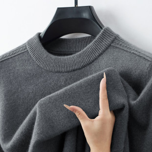 Wholesale high-grade new 100 pure cashmere sweater men's sweater winter round neck loose middle-aged cashmere sweater base sweater