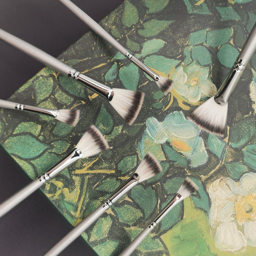 Manufacturer direct supply oil painting supplies acrylic nylon single nylon fan brush brand same as fan oil painting brush