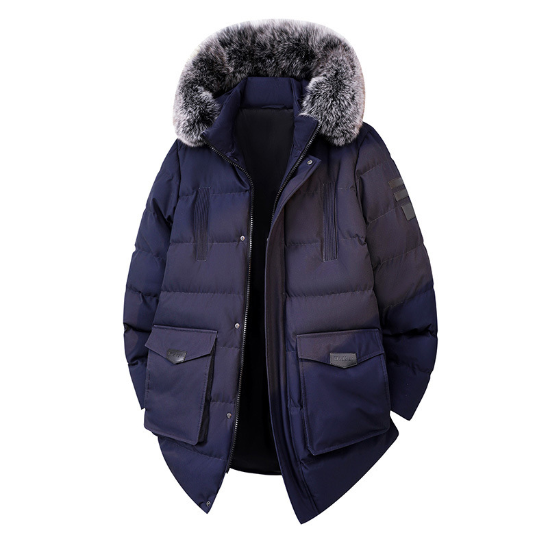 中长款大码棉服男士冬季2025新款加绒加厚防寒棉衣外套东北带毛领