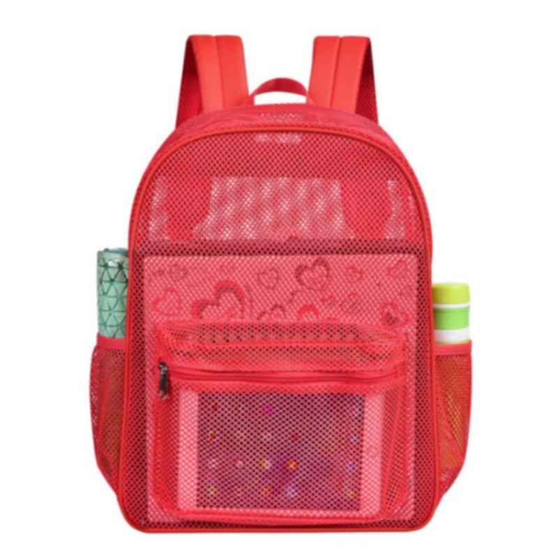 Amazon venta al por mayor de alta carga tela de malla mochila de hombro simple bolsa de viaje mochila de playa